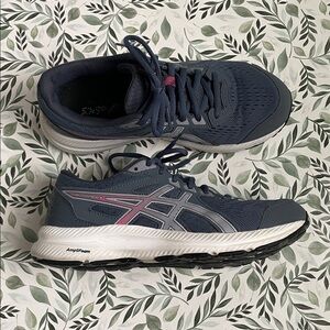 Asics Women's Navy and Pink Sneakers